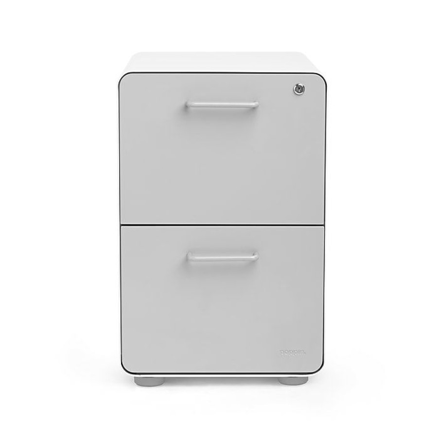 * Poppin, Stow 2-Drawer File Cabinet, White + Light Gray (101834)