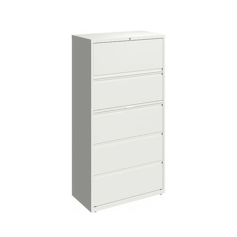 * Hirsh Hl10000 Series 5-Drawer Lateral File Cabinet, Locking, Letter/Legal, White, 36 (23703)