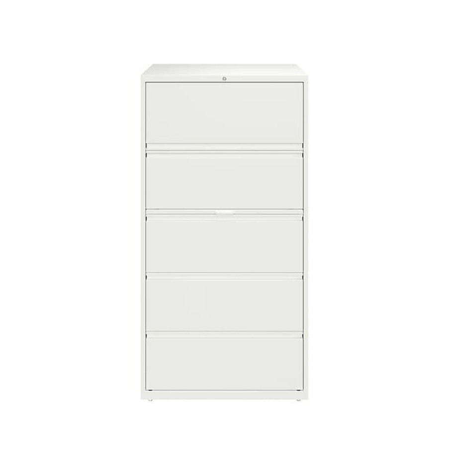 * Hirsh Hl10000 Series 5-Drawer Lateral File Cabinet, Locking, Letter/Legal, White, 36 (23703)