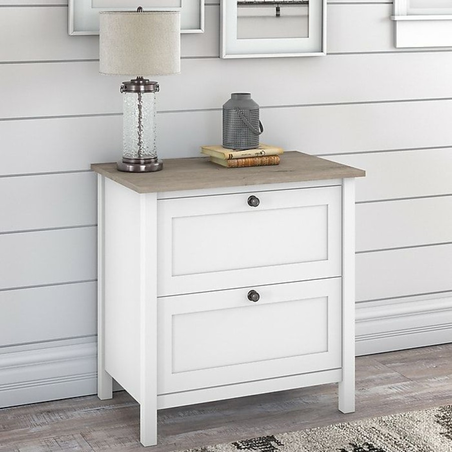 * Bush Furniture Mayfield 2-Drawer Lateral File Cabinet, Letter/Legal, Pure White/Shiplap Gray, 30.79 (Maf131Gw2-03)