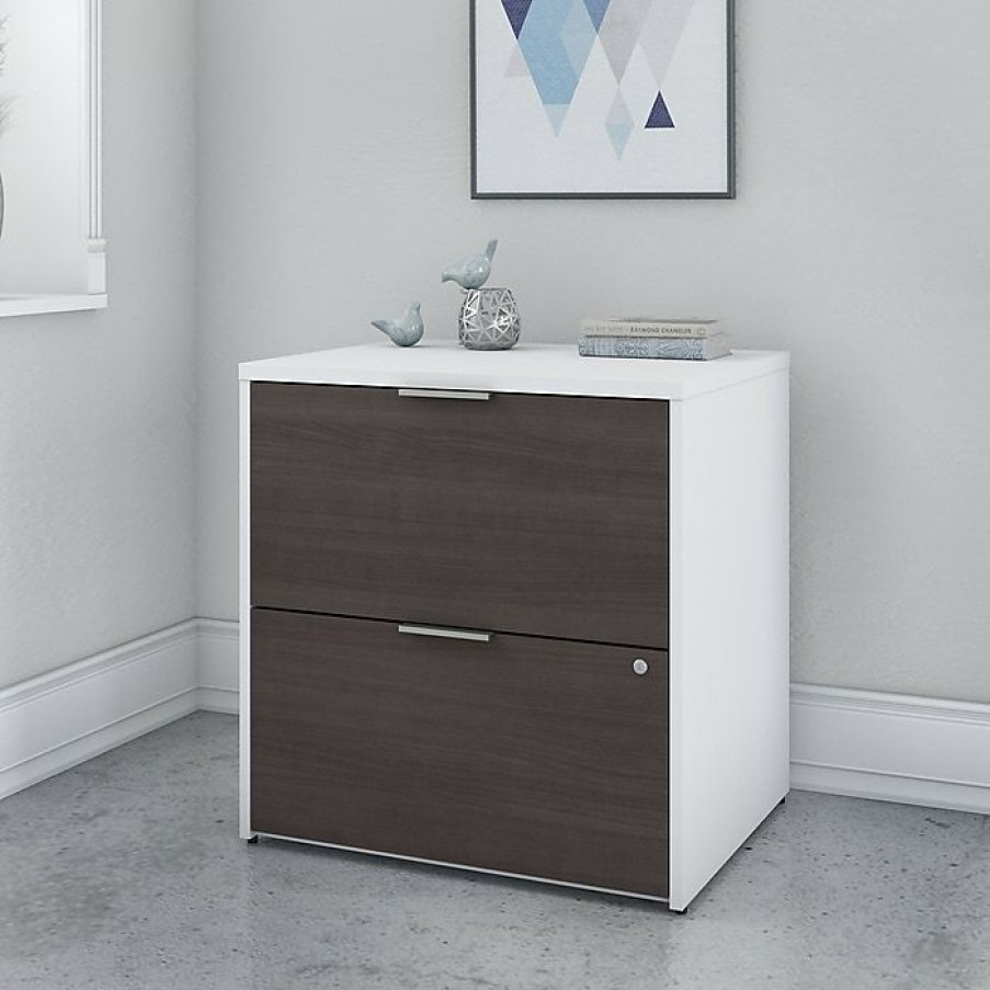 * Bush Business Furniture Jamestown 2-Drawer Lateral File Cabinet, Locking, Letter/Legal, Storm Gray/White, 29.72 (Jtf130Sgwhsu)