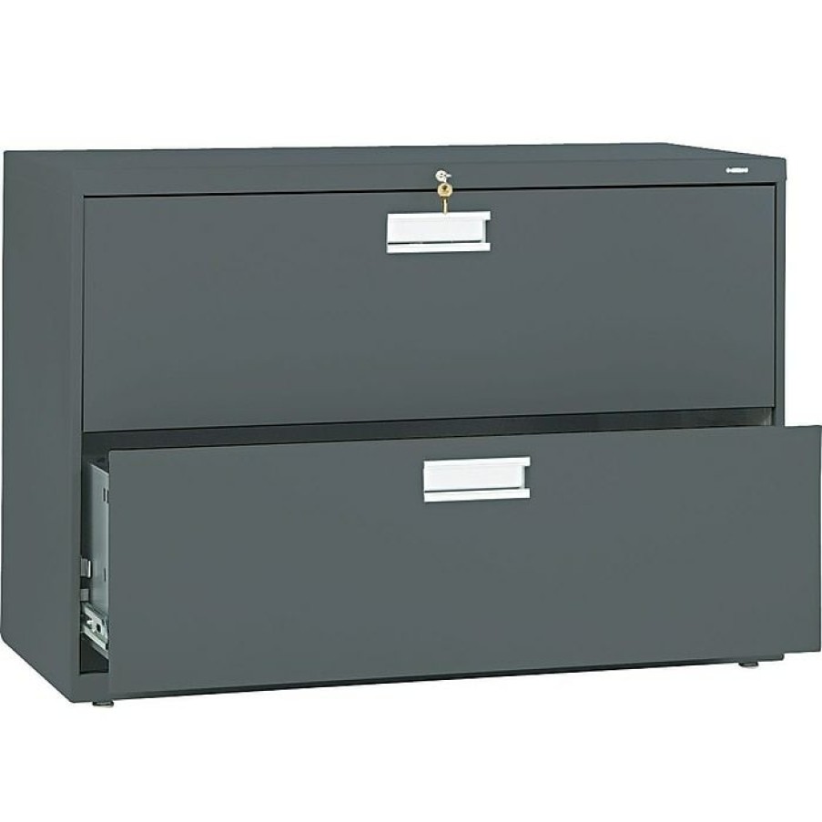 * Hon Brigade 600 Series Lateral File Cabinet, A4/Legal/Letter, 2-Drawer, Charcoal, 42 W