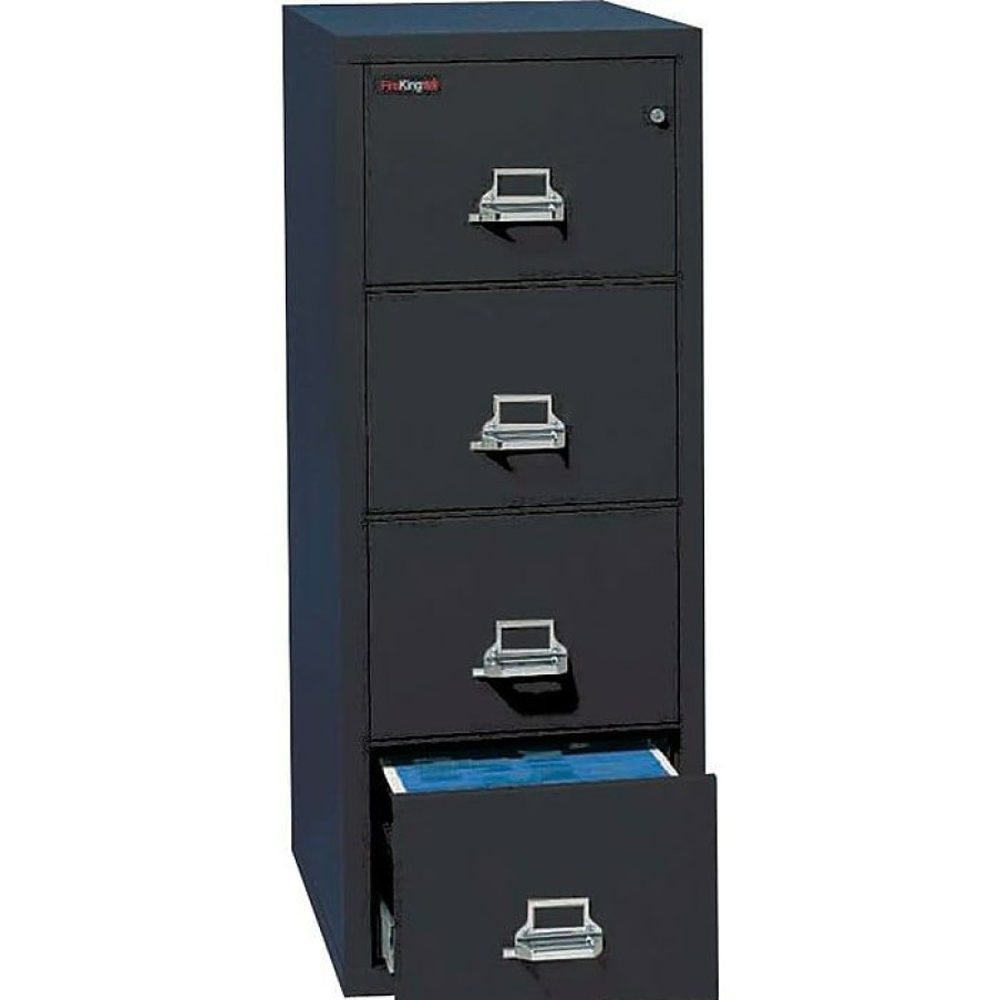 * Fireking Fire King 1-Hour Fire Resistant Vertical File Cabinet, Legal, 4-Drawer, Black, 31 1/2 D, Truck To Loading Dock