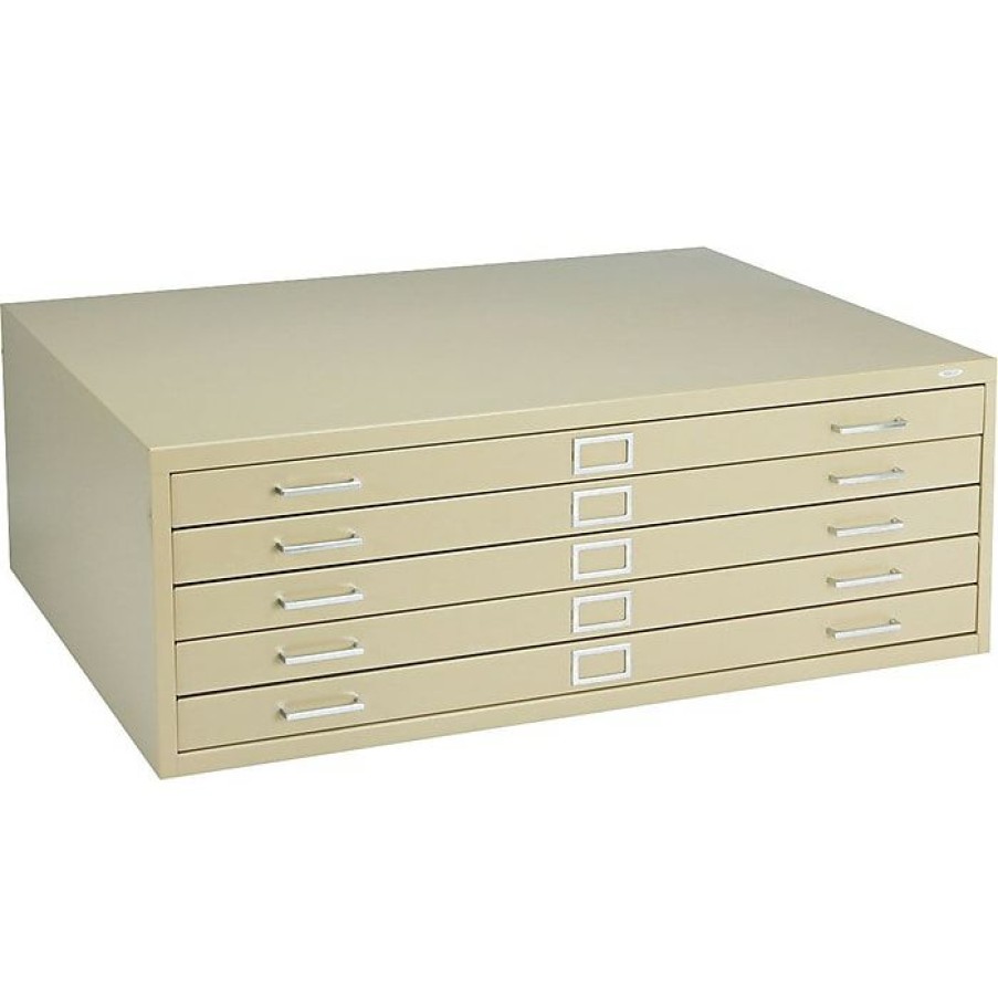 * Safco Steel Flat File, For Sheets Up To 43 X 32 , 5-Drawer, Tropic Sand, 16 1/2 H X 46 3/8 W X 35 3/8 D