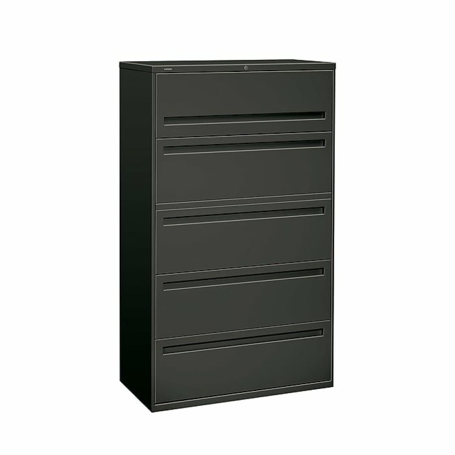 * Hon Brigade 700 Series 5-Drawer Lateral File Cabinet, Locking, Letter/Legal, Charcoal, 42 W (Hon795Ls)