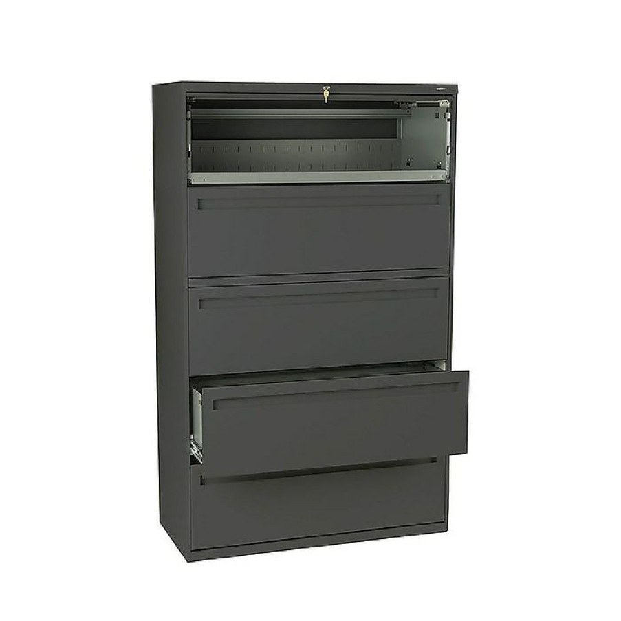 * Hon Brigade 700 Series 5-Drawer Lateral File Cabinet, Locking, Letter/Legal, Charcoal, 42 W (Hon795Ls)