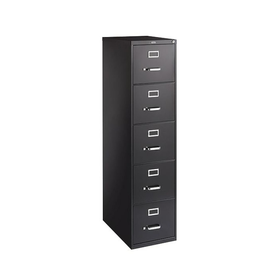 * Staples Commercial 5 File Drawer Vertical File Cabinet, Locking, Black, Letter, 26.5 D (21917D)