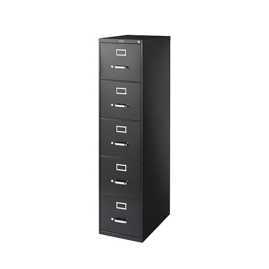 * Staples Commercial 5 File Drawer Vertical File Cabinet, Locking, Black, Letter, 26.5 D (21917D)