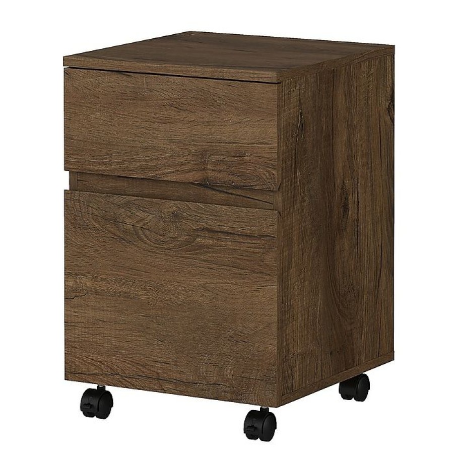 * Bush Furniture Anthropology 2 Drawer Mobile File Cabinet, Rustic Brown Embossed (Ath011Rb)