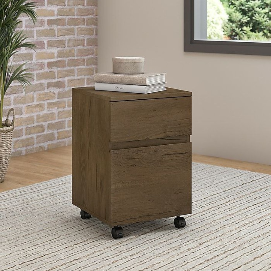 * Bush Furniture Anthropology 2 Drawer Mobile File Cabinet, Rustic Brown Embossed (Ath011Rb)