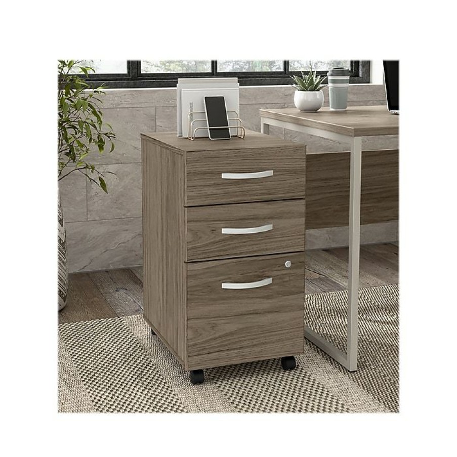 * Bush Business Furniture Hybrid 3-Drawer Mobile File Cabinet, Letter/Legal, Modern Hickory, 20 (Hyf216Mhsu-Z)