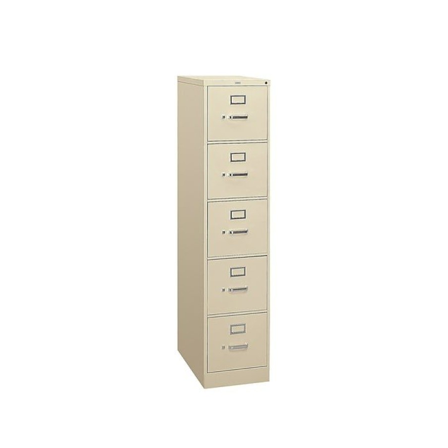 * Hon 310 Series 5-Drawer Vertical File Cabinet, Locking, Letter, Putty/Beige, 26.5 D (Hon315Pl)