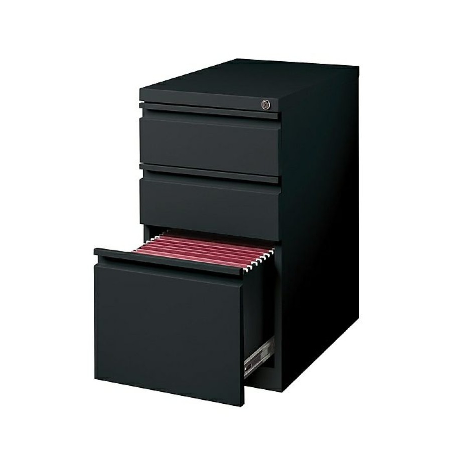 * Staples 3-Drawer Vertical File Cabinet, Locking, Letter, Black, 19.88 D (24874D)