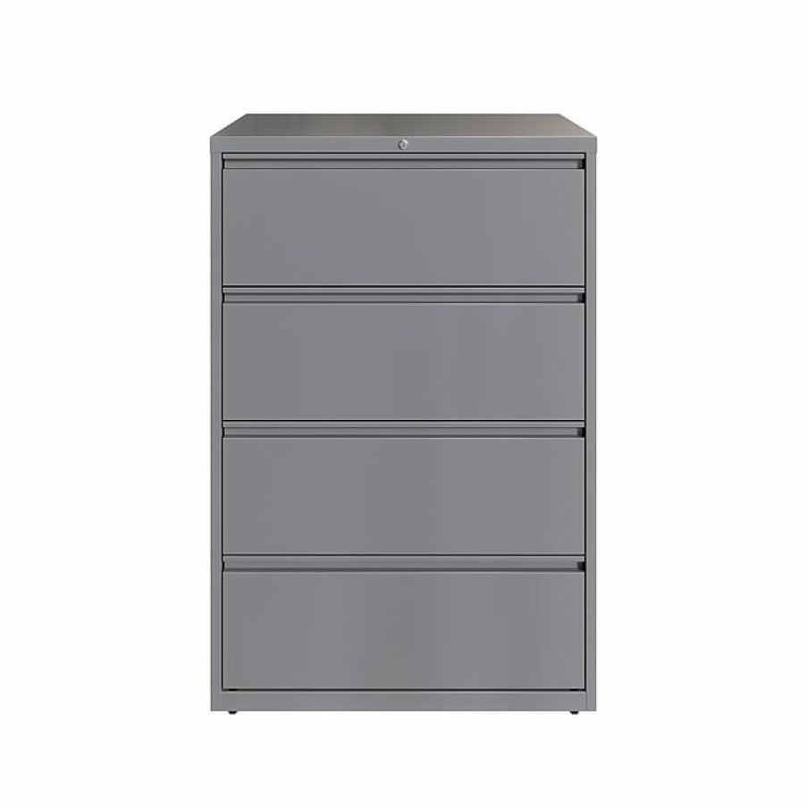 * Hirsh Hl10000 Series 4-Drawer Lateral File Cabinet, Locking, Letter/Legal, Arctic Silver, 36 (23746)