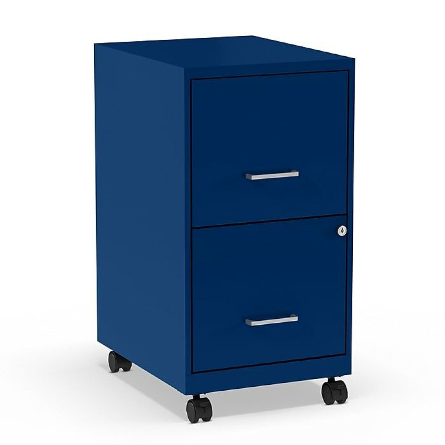 * Staples 2-Drawer Light Duty Vertical File Cabinet, Locking, Letter, Blue, 18 (24362)