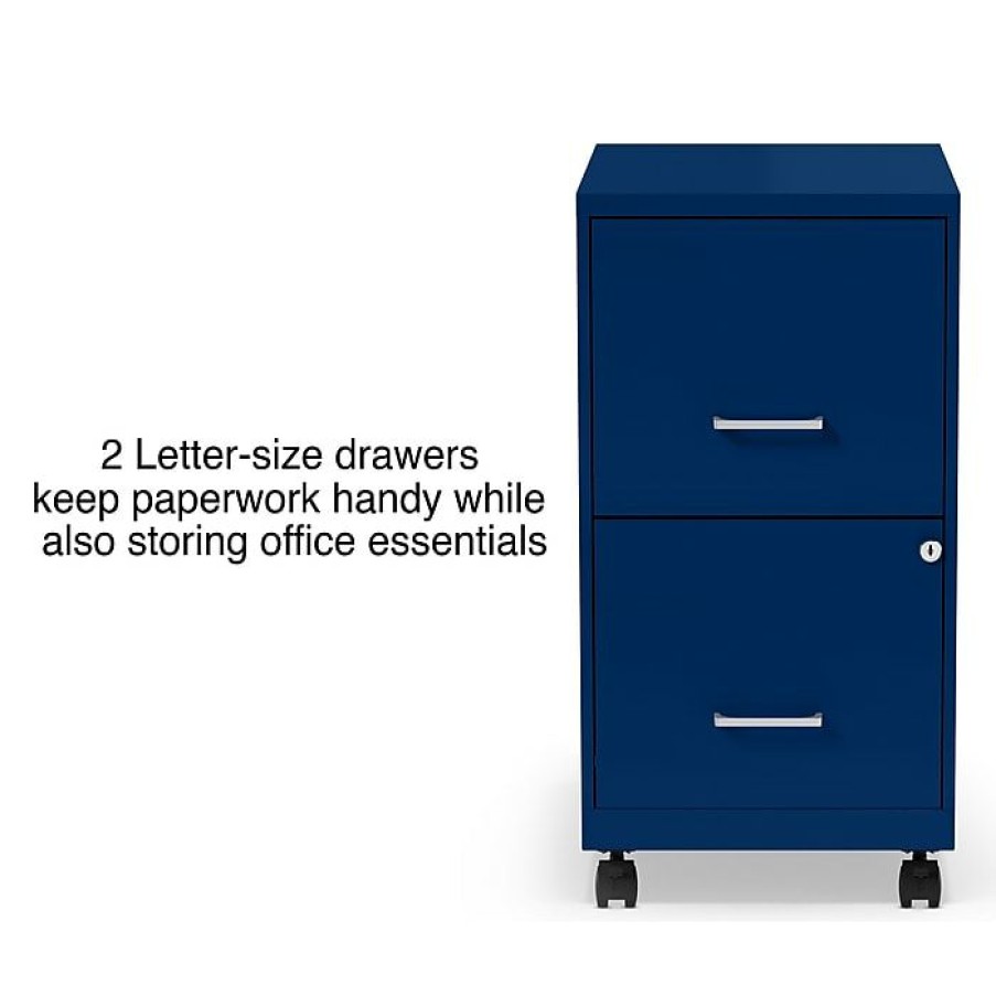 * Staples 2-Drawer Light Duty Vertical File Cabinet, Locking, Letter, Blue, 18 (24362)