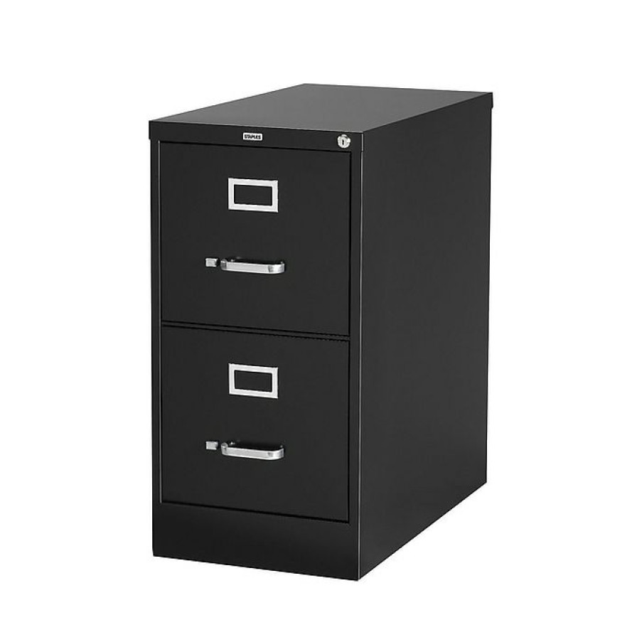 * Staples 2 File Drawers Vertical File Cabinet, Locking, Gray, Letter, 26.5 D (13442D)