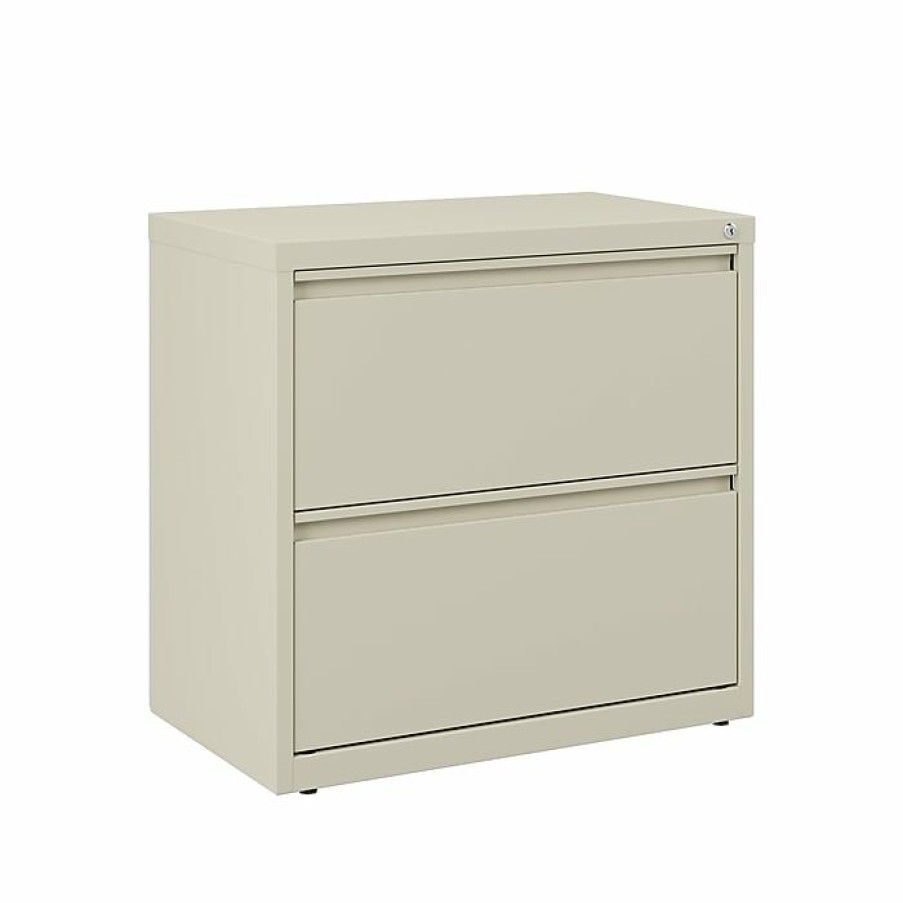 * Staples Commercial 2 File Drawers Lateral File Cabinet, Locking, Putty/Beige, Letter/Legal, 30 W (20067D)