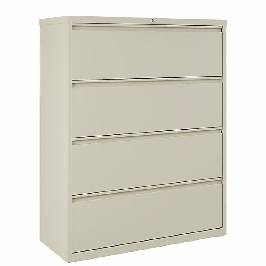 * Staples Commercial 4 File Drawers Lateral File Cabinet, Locking, Putty/Beige, Letter/Legal, 42.13 W (20062D)