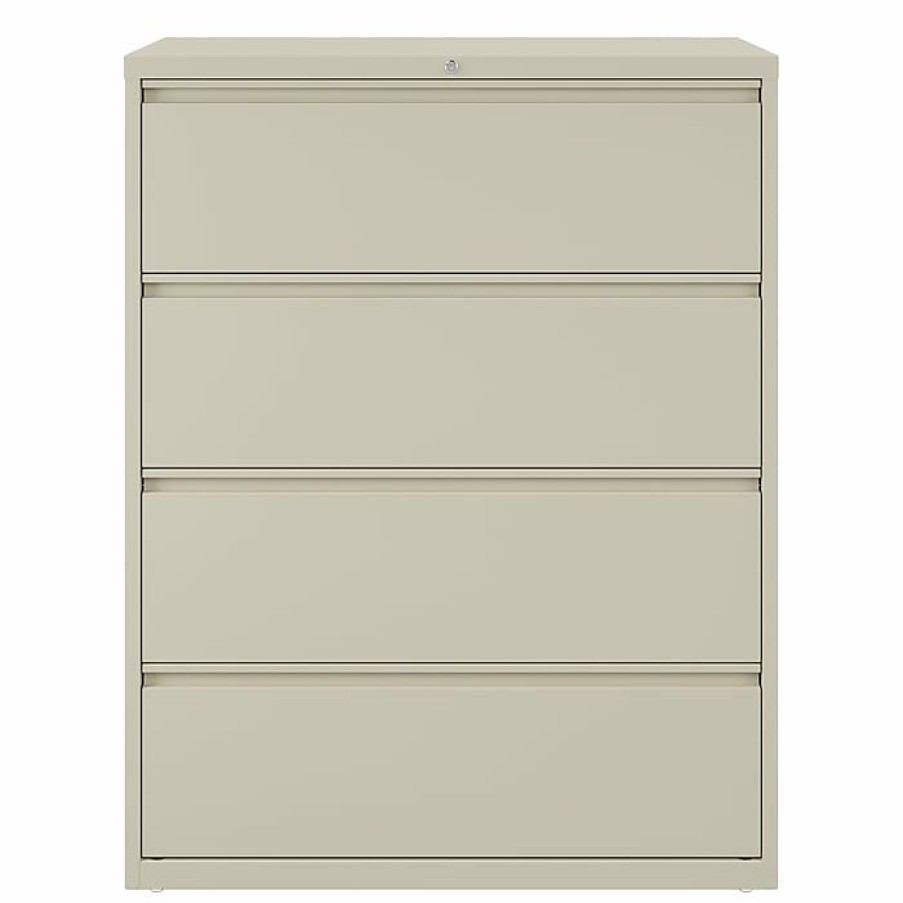 * Staples Commercial 4 File Drawers Lateral File Cabinet, Locking, Putty/Beige, Letter/Legal, 42.13 W (20062D)