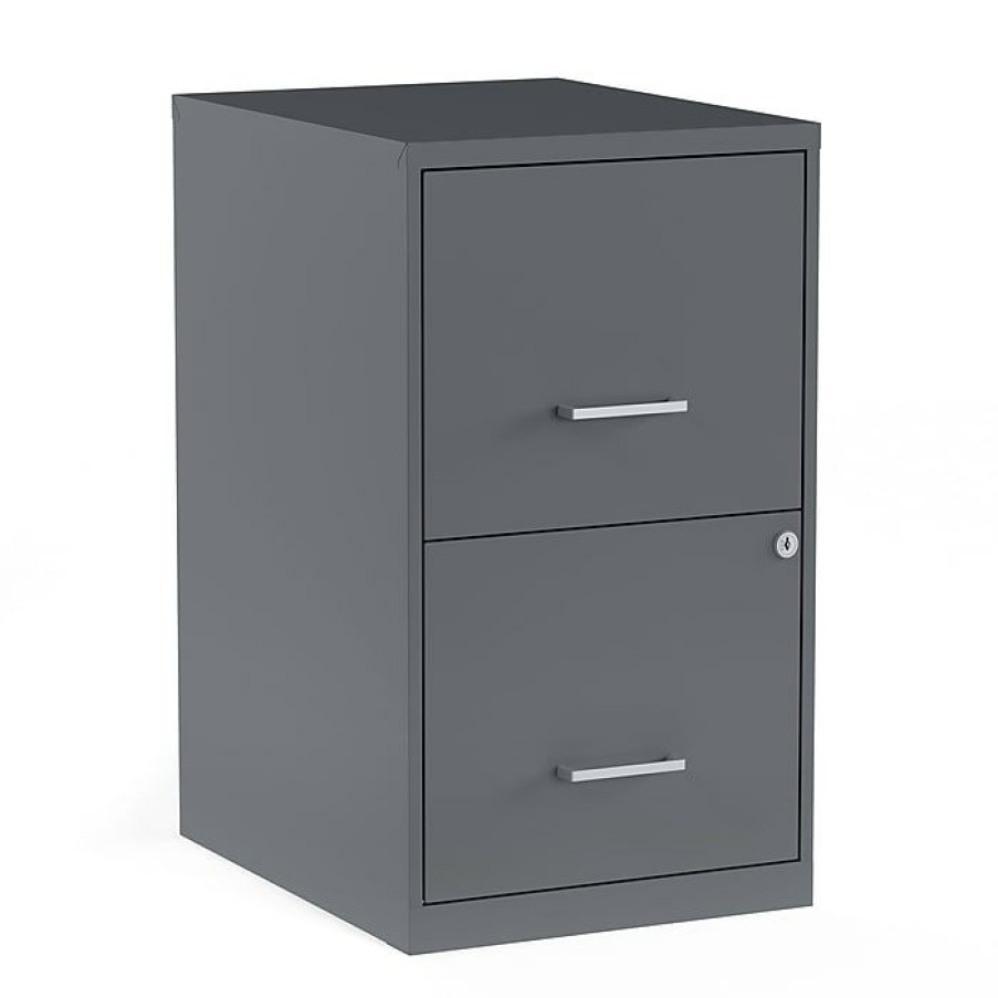 * Staples 2 Drawer Vertical File Cabinet, Locking, Letter, Graphite, 18"D (14443/17783)