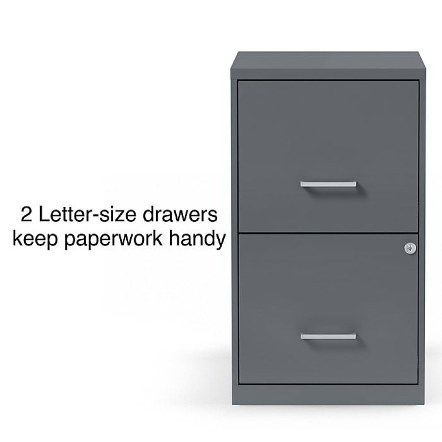 * Staples 2 Drawer Vertical File Cabinet, Locking, Letter, Graphite, 18"D (14443/17783)