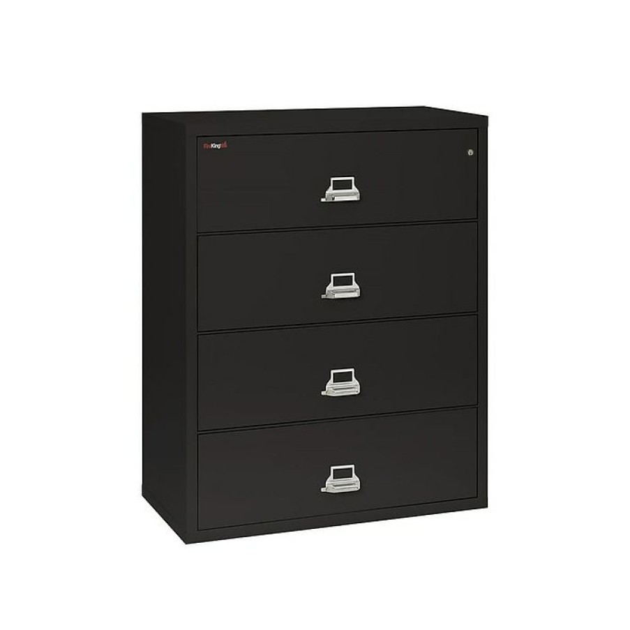 * Fireking Classic 4-Drawer Lateral File Cabinet, Fire Resistant, Letter/Legal, Black, 44.5 W (4-4422-Cbl)