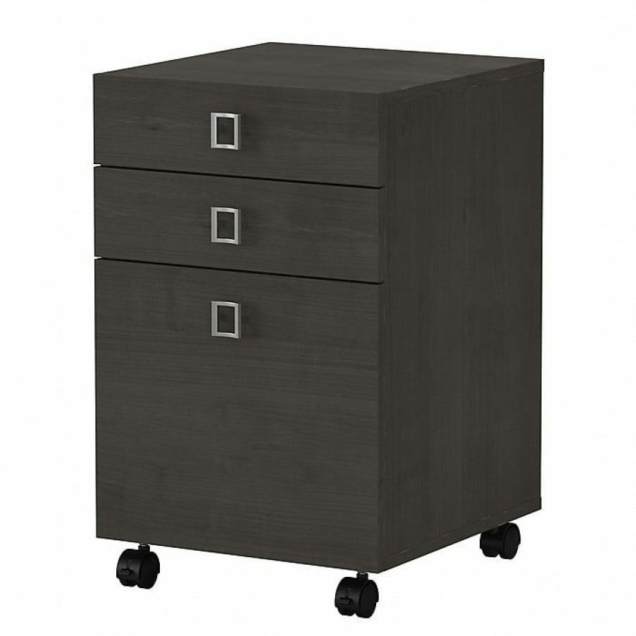 * Office By Kathy Ireland Echo 3-Drawer Vertical File Cabinet, Mobile, Letter, Charcoal Maple, 16 (Ki60301-03)