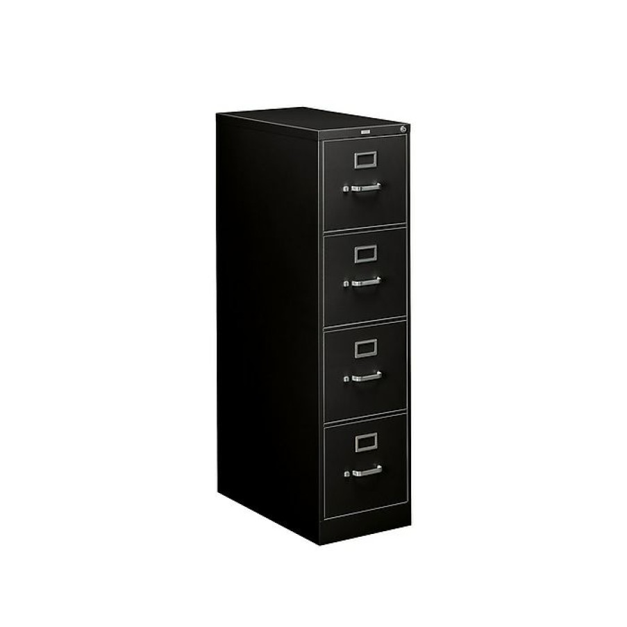 * Hon 310 Series 4-Drawer Vertical File Cabinet, Locking, Letter, Black, 26.5 D (H314.P.P)