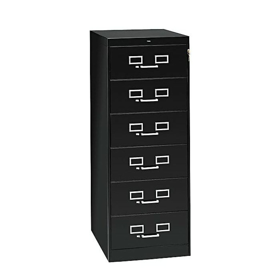 * Tennsco Media File Cabinet, 6-Drawer, Black, 52 H X 21 W X 28 D (Cf669Bk)