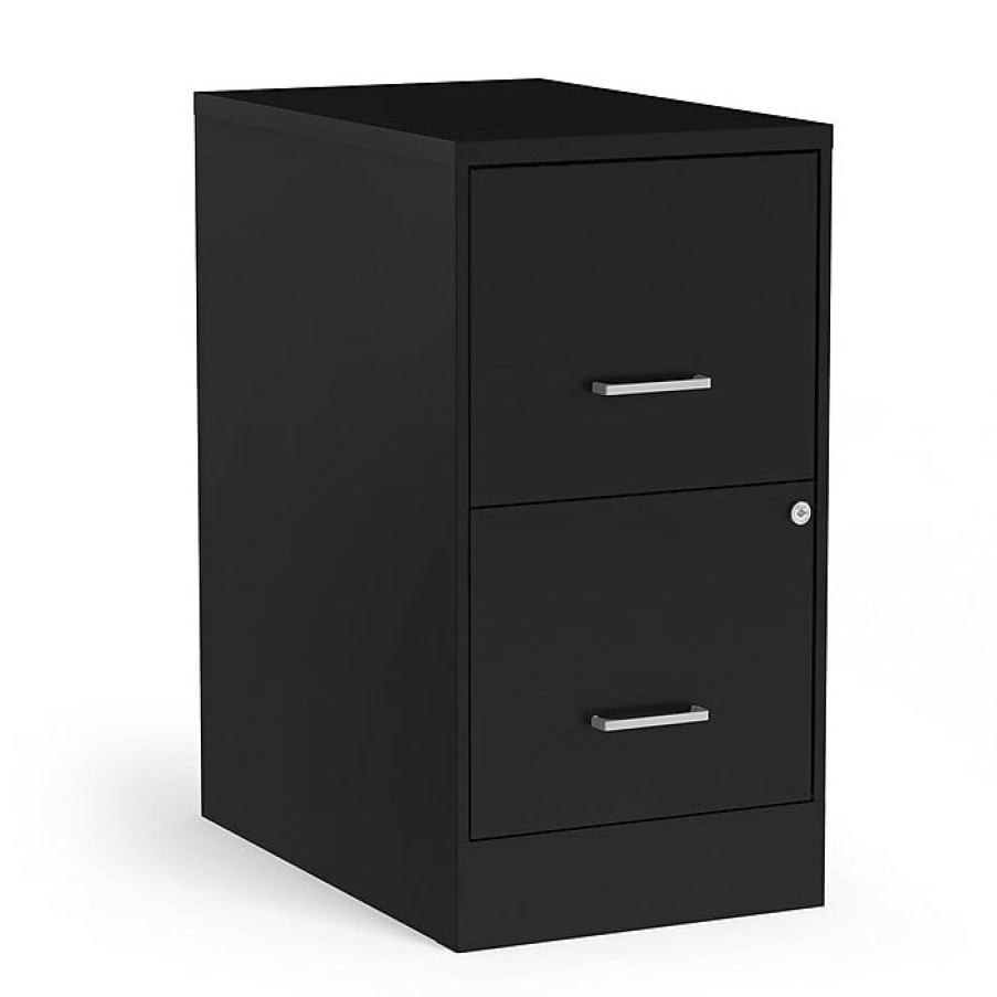 * Staples 2-Drawer Light Duty Vertical File Cabinet, Locking, Letter, Black, 22 D (52153)