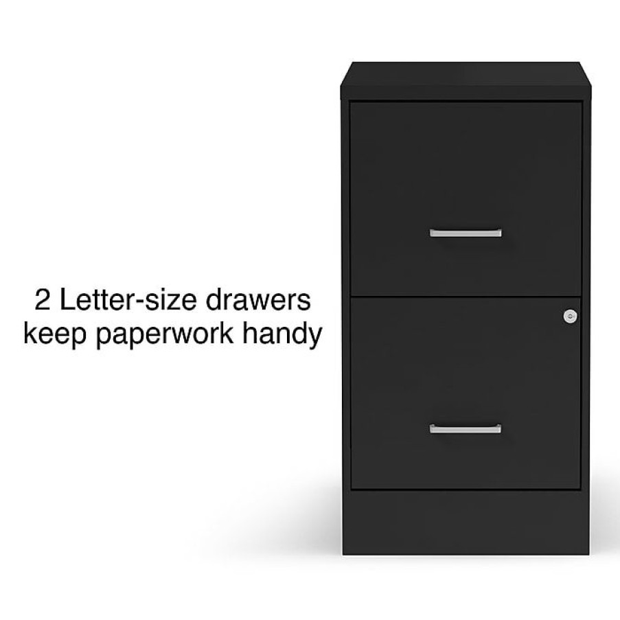 * Staples 2-Drawer Light Duty Vertical File Cabinet, Locking, Letter, Black, 22 D (52153)