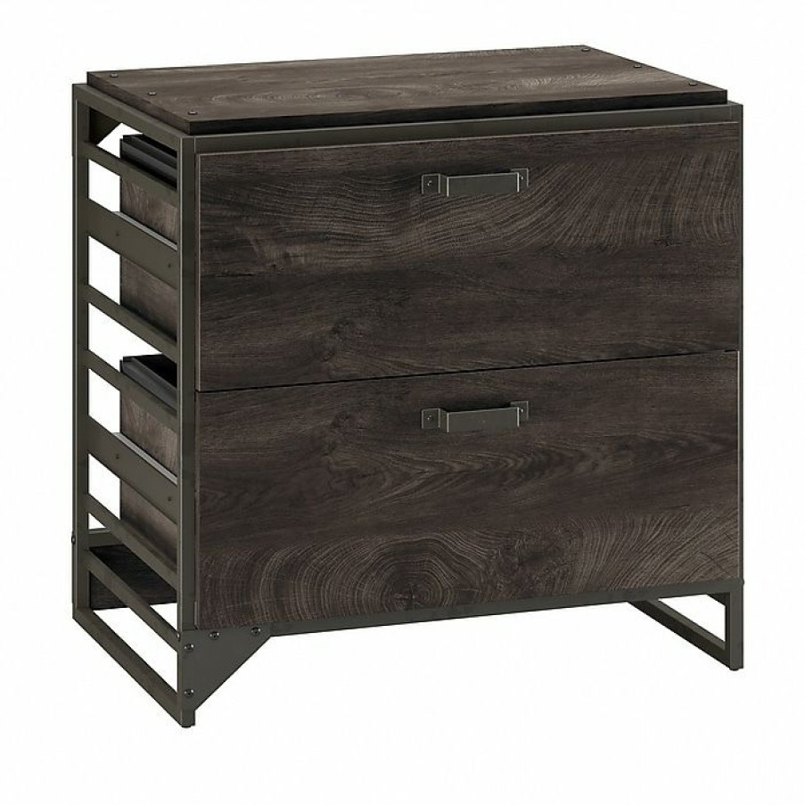 * Bush Furniture Refinery 2-Drawer Lateral File Cabinet, Letter/Legal, Dark Gray Hickory, 32 (Rff132Gh-03)