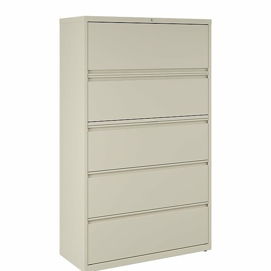 * Staples Commercial 5 File Drawers Lateral File Cabinet, Locking, Putty/Beige, Letter/Legal, 42 W (21747D)