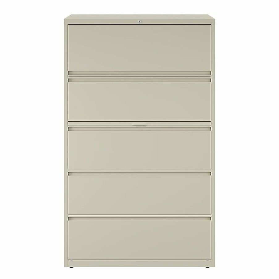 * Staples Commercial 5 File Drawers Lateral File Cabinet, Locking, Putty/Beige, Letter/Legal, 42 W (21747D)