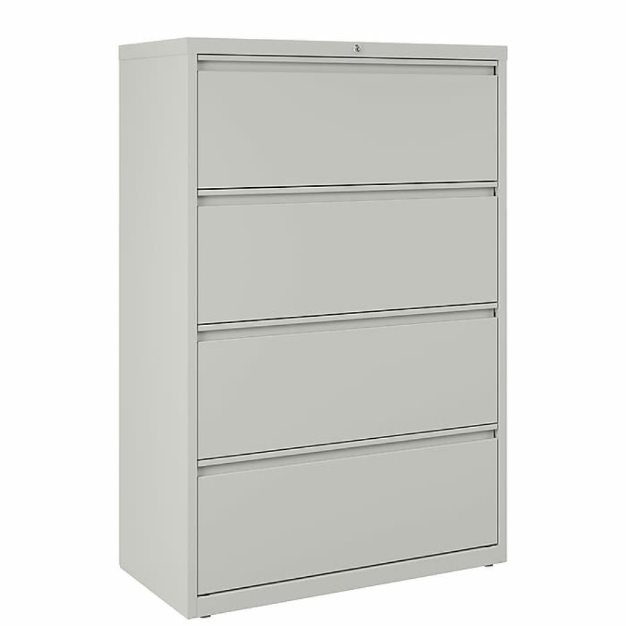 * Staples 4-Drawer Lateral File Cabinet, Locking, Letter/Legal, Gray, 36 W (20299D)