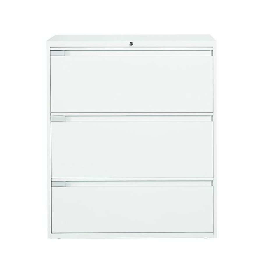 * Global 9300 Plus Series 3-Drawer Lateral File Cabinet, Locking, Letter/Legal, Designer White, 36 (Td9336P3F1Hdwt)