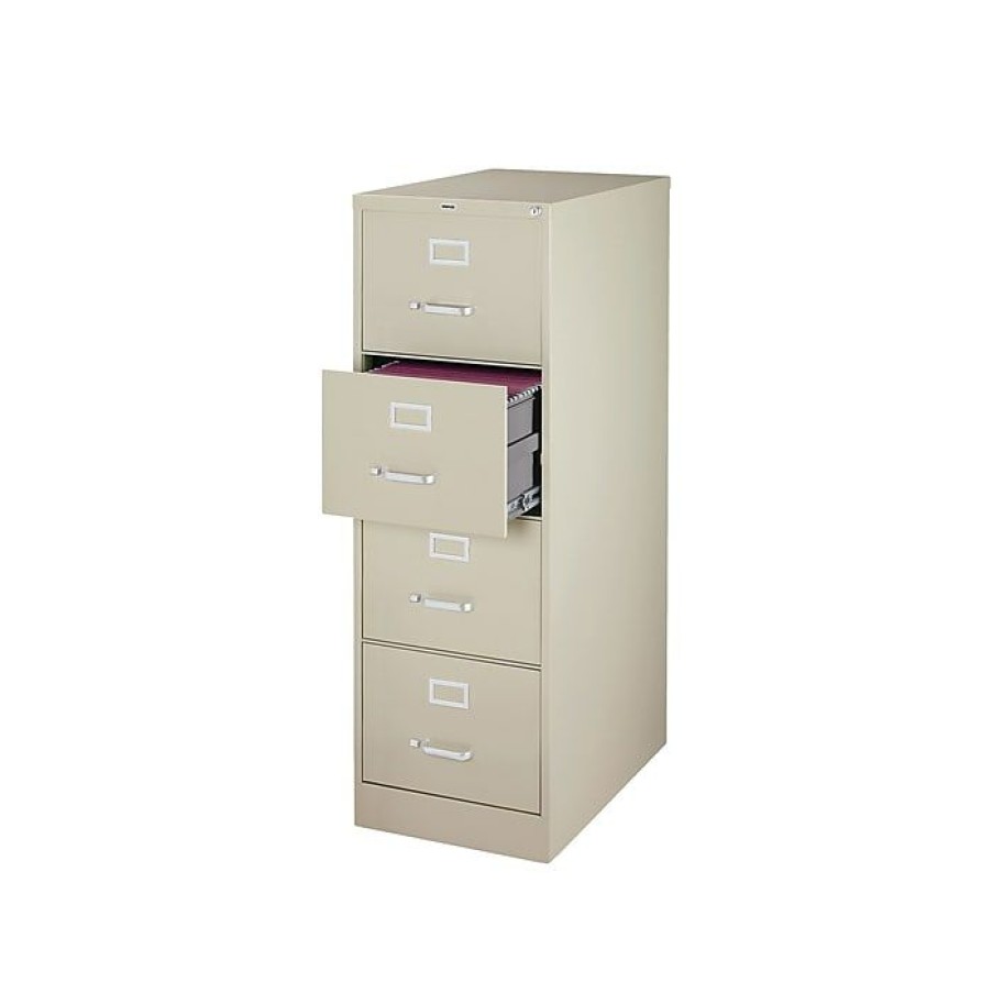 * Staples 4-Drawer Vertical File Cabinet, Locking, Legal, Putty/Beige, 25 D (25165D)