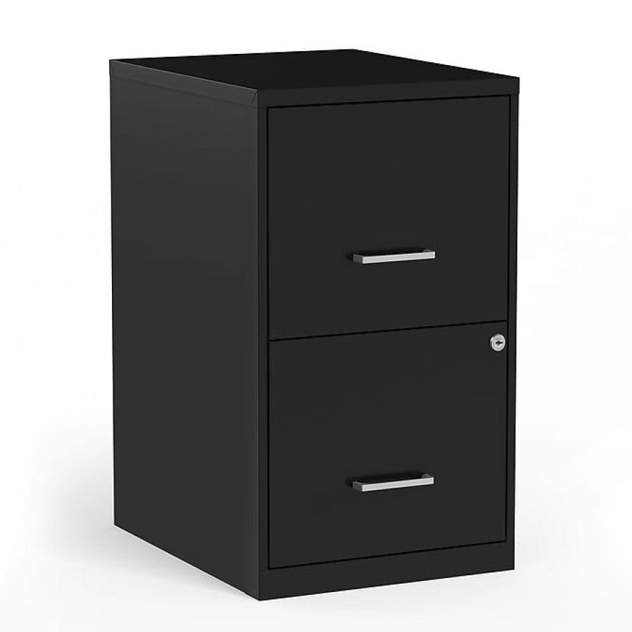 * Staples 2-Drawer Light Duty Vertical File Cabinet, Locking, Letter, Black, 18 D (52149)