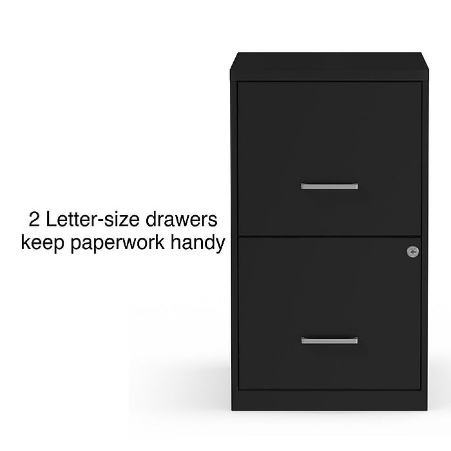 * Staples 2-Drawer Light Duty Vertical File Cabinet, Locking, Letter, Black, 18 D (52149)