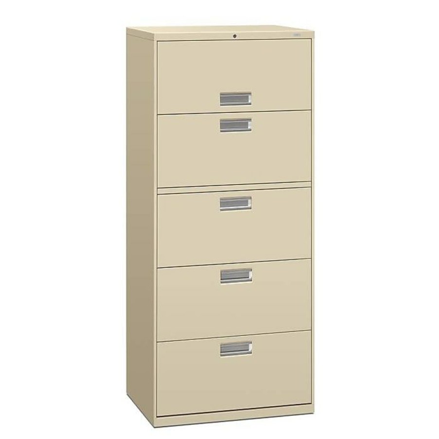 * Hon Brigade 600 Series 5 Drawer Lateral File Cabinet, Letter, Putty, 30 W (Hon675Ll)