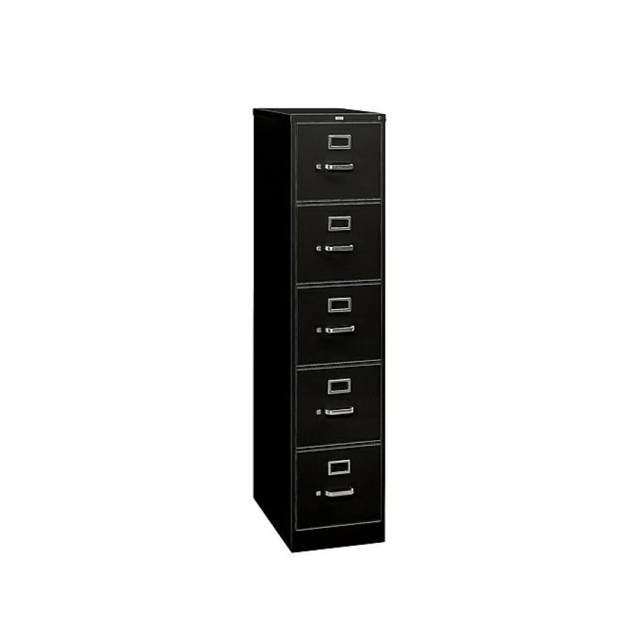 * Hon 310 Series 5-Drawer Vertical File Cabinet, Locking, Letter, Black, 26.5 D (H315.P.P)