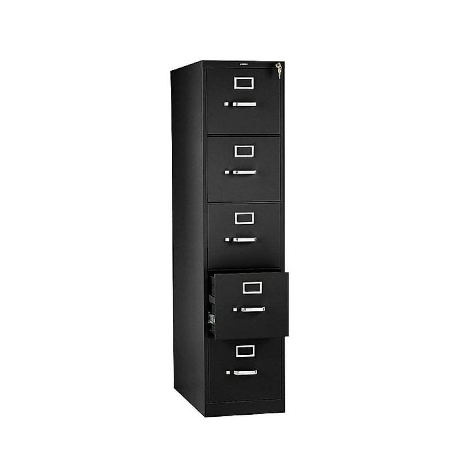 * Hon 310 Series 5-Drawer Vertical File Cabinet, Locking, Letter, Black, 26.5 D (H315.P.P)