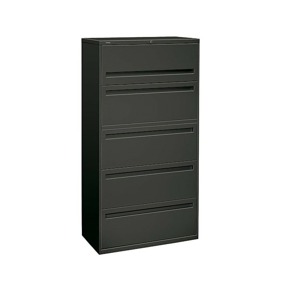 * Hon Brigade 700 Series 5-Drawer Lateral File Cabinet, Locking, Letter/Legal, Charcoal, 36 W (Hon-785Ls)