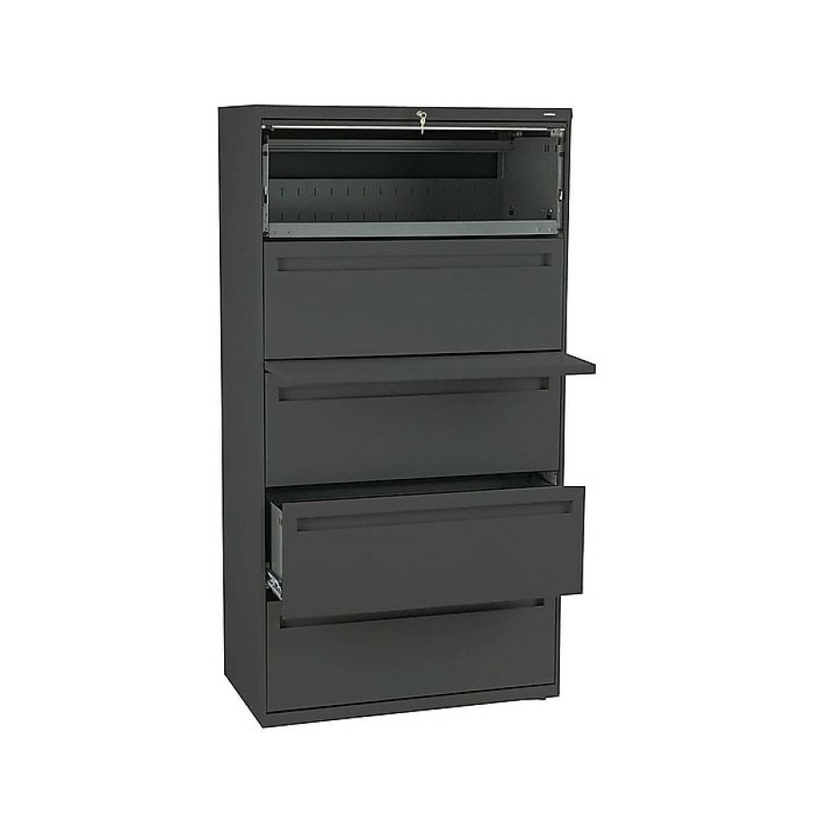 * Hon Brigade 700 Series 5-Drawer Lateral File Cabinet, Locking, Letter/Legal, Charcoal, 36 W (Hon-785Ls)