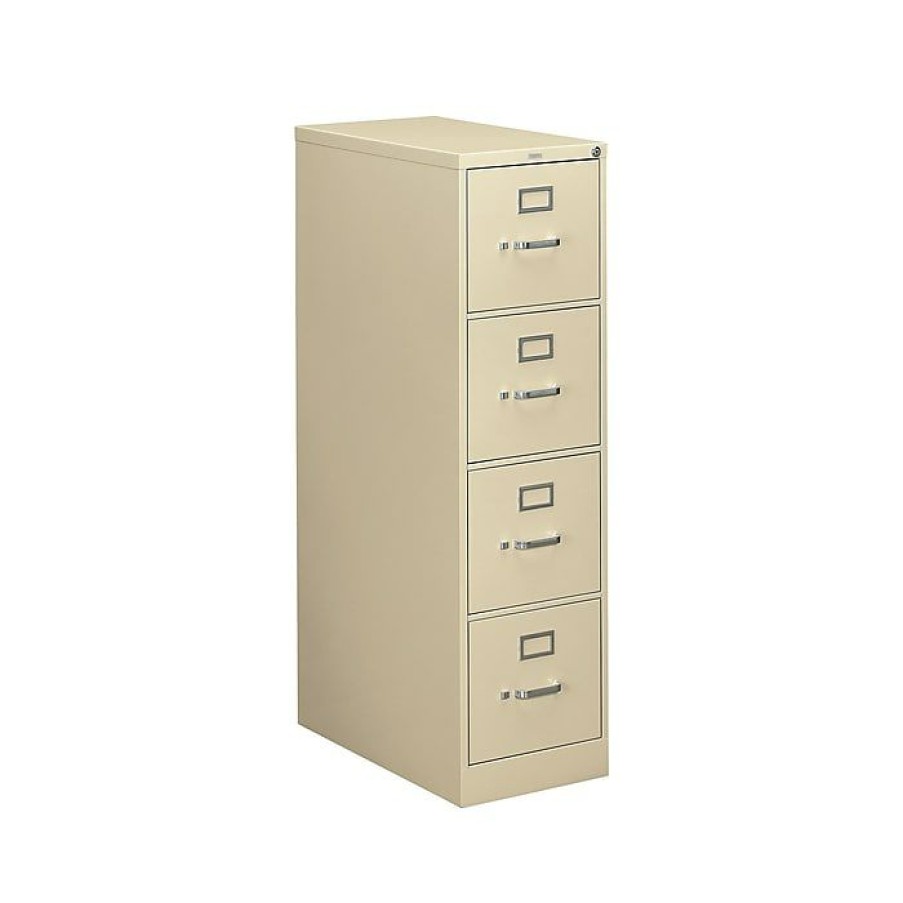 * Hon 310 Series 4-Drawer Vertical File Cabinet, Locking, Putty/Beige, Letter, 26.5 D (Hon314Pl)