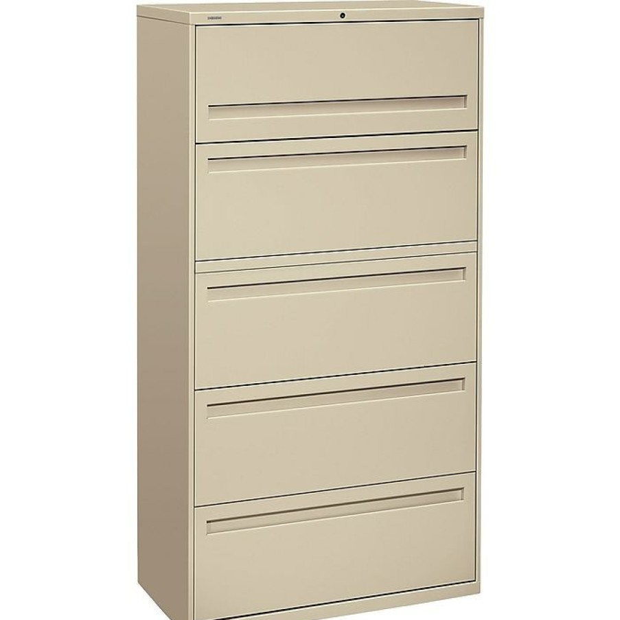 * Hon Brigade 700 Series 5-Drawer Lateral File Cabinet, Locking, Letter/Legal, Putty, 36 (Hon-785Ll)