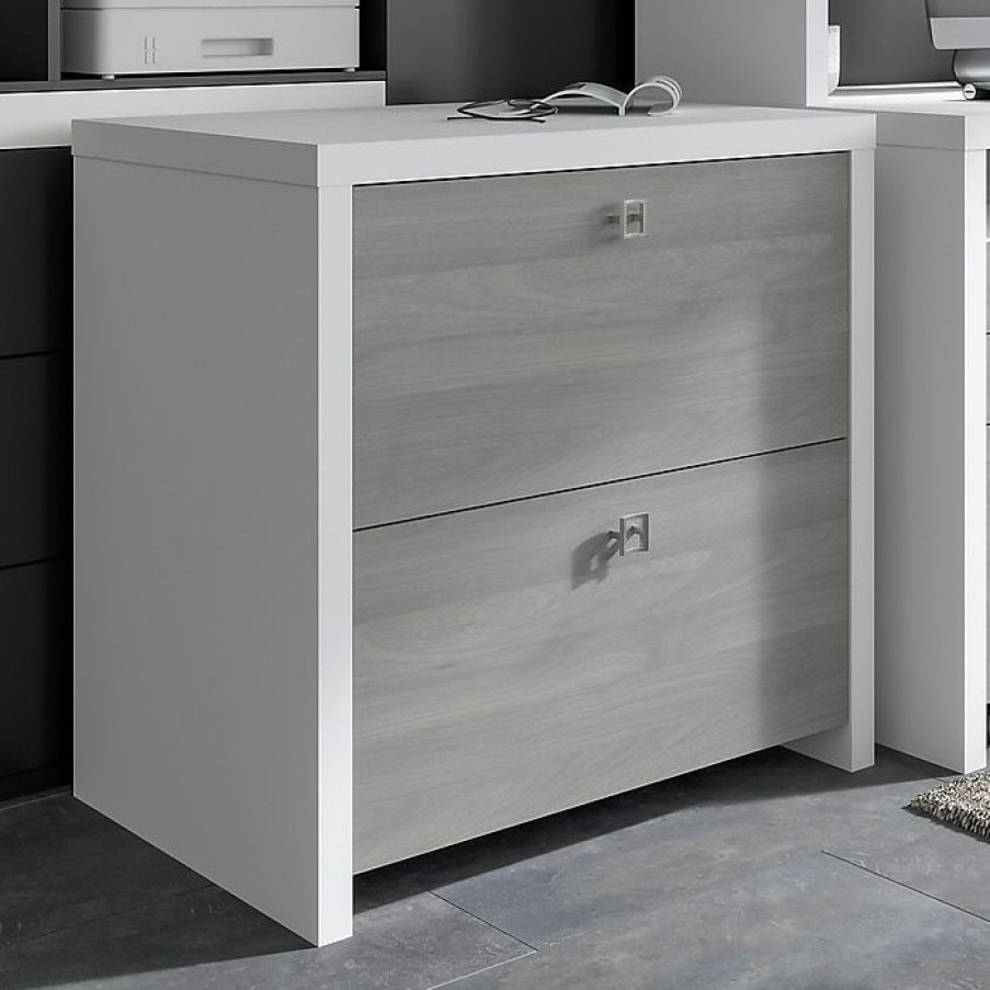 * Office By Kathy Ireland Echo 2-Drawer Lateral File Cabinet, Letter/Legal, Pure White/Modern Gray, 32 (Ki60502-03)