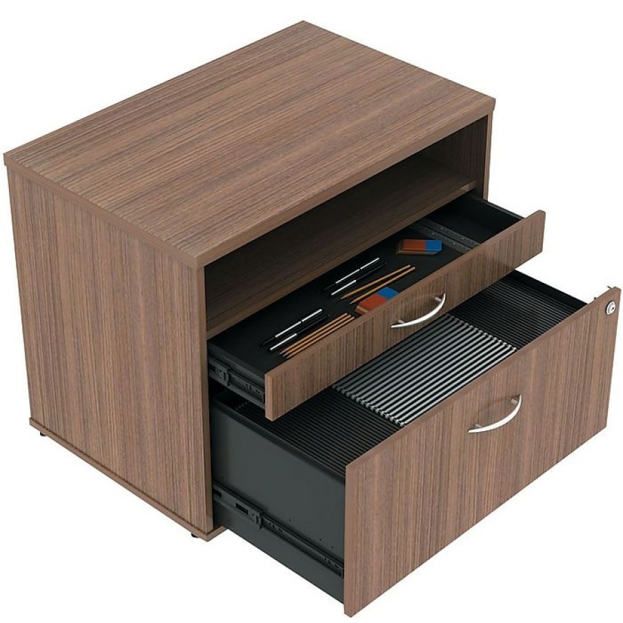 * Alera , Open Office Series Low File Cabinet Credenza, 29 1/2 19 1/8 22 7/8,Modern Walnut