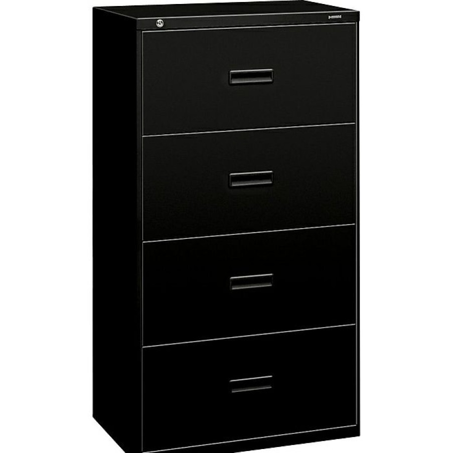 * Hon Lateral File, 4 Drawers, Molded Pull, 30 W, Black Finish (Bsx434Lp)